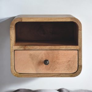 Natural Wood Storage Floating Nightstand - Nora Lane Home furniture - Solid wood - 15.75 x 13.78 x 13.78 in