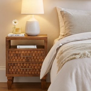Brown Storage Nightstand - Nora Lane Home furniture - Solid wood - 17.7 x 21.7 x 21.7 in