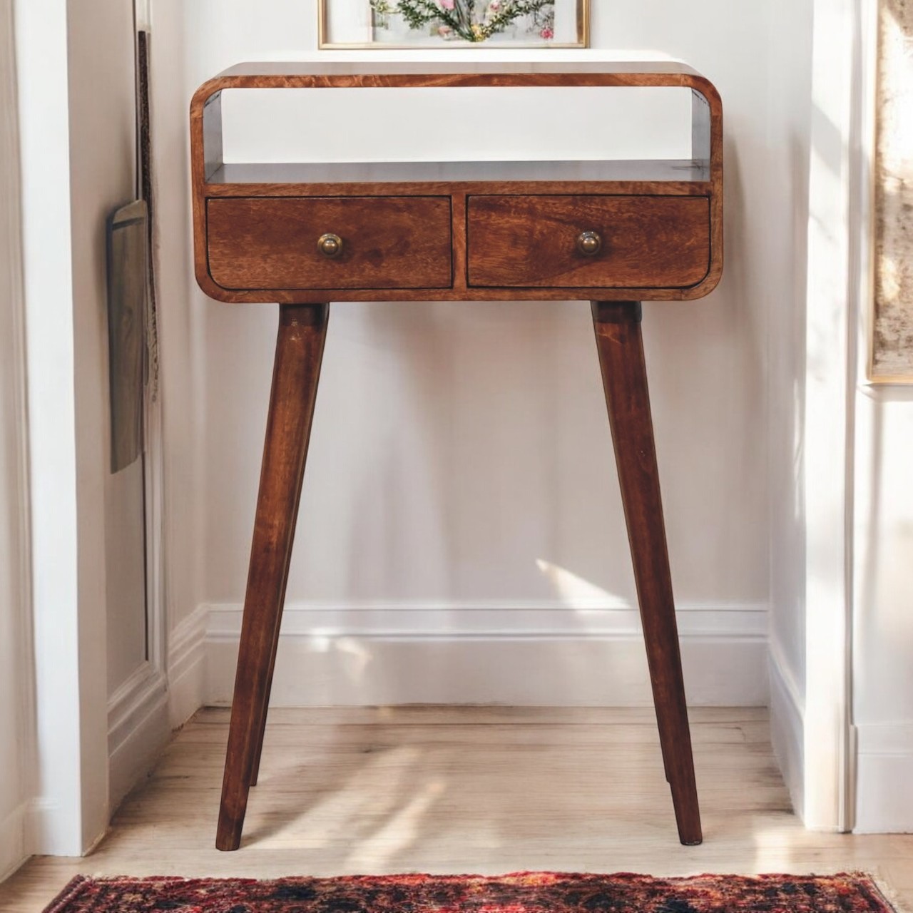 Brown Storage Console Table - Nora Lane Home furniture - Solid wood - 15.75 x 27.56 x 17.72 in
