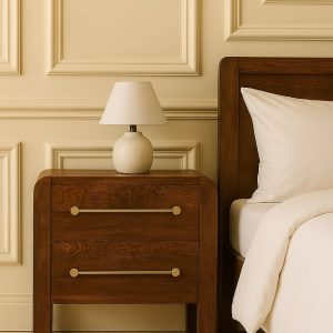 Natural Wood Storage Nightstand - Nora Lane Home furniture - Solid wood - 19.7 x 25.2 x 20.9 in