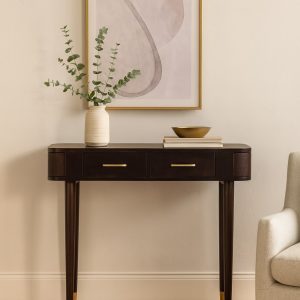 Brown Storage Console Table - Nora Lane Home furniture - Solid wood - 17.7 x 39.4 x 13.8 in