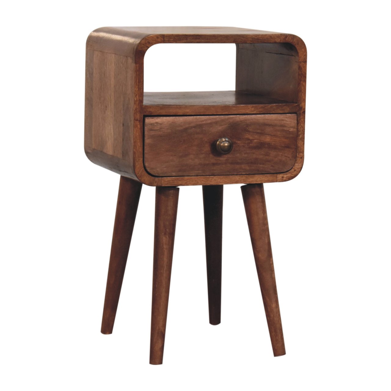 Brown Storage Nightstand - Nora Lane Home furniture - Solid wood, Walnut finish - 15.75 x 15.75 x 13.78 in