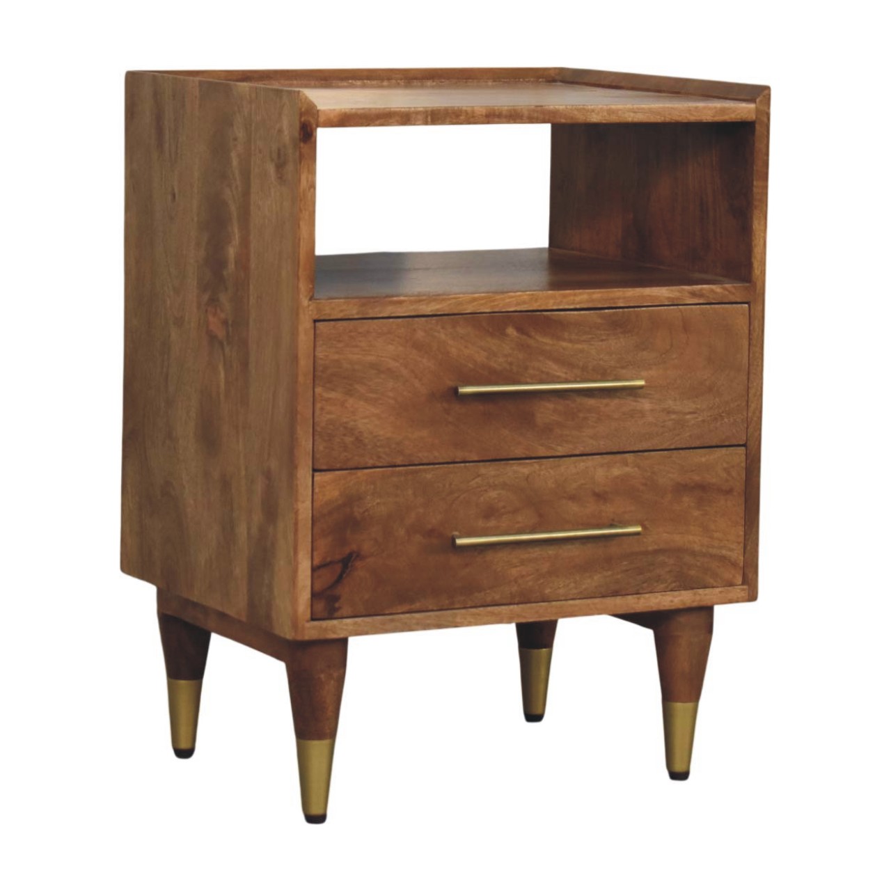 Brown Storage Nightstand - Nora Lane Home furniture - Solid wood - 21.65 x 17.72 x 21.65 in