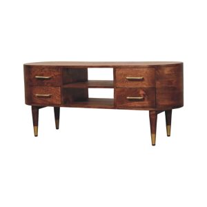 Brown Storage TV Stand - Nora Lane Home furniture - Solid wood - 17.7 x 47.2 x 14.6 in
