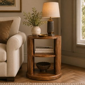Brown Round Tables - Nora Lane Home furniture - Solid wood - 21.65 x 21.65 x 25.98 in