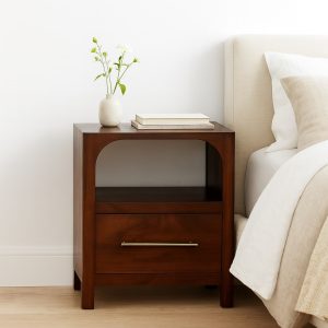 Brown Storage Nightstand - Nora Lane Home furniture - Solid wood - 17.72 x 21.65 x 25.59 in