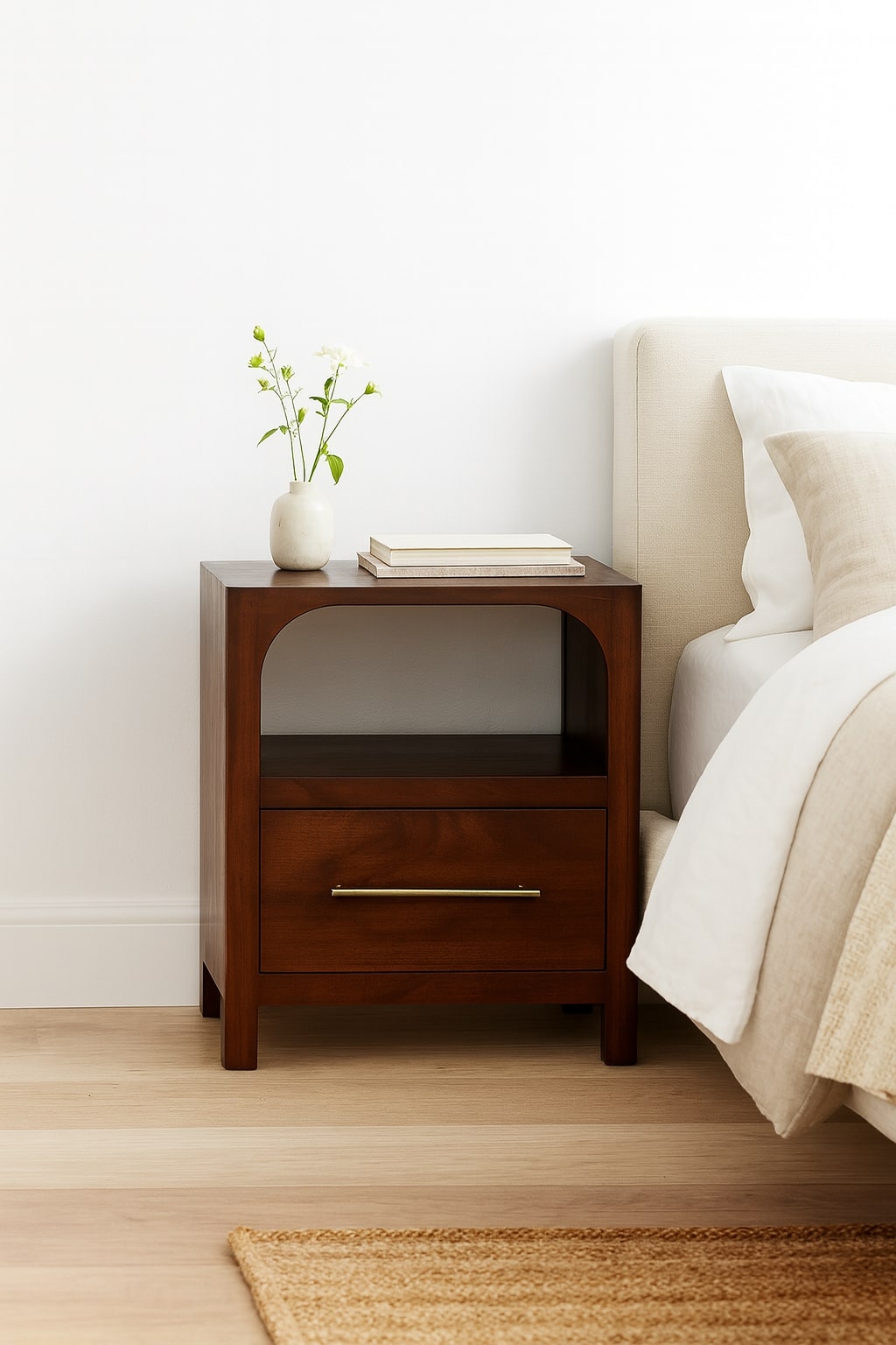 Brown Storage Nightstand - Nora Lane Home furniture - Solid wood - 17.72 x 21.65 x 25.59 in