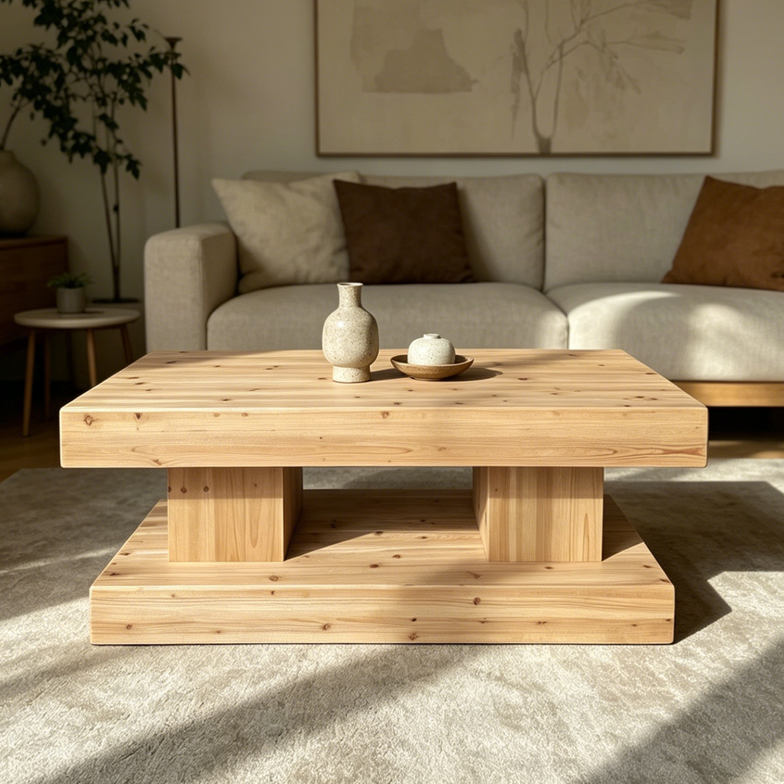 Natural Wood Coffee Table - Nora Lane Home furniture - Solid wood - 50.39 x 7.87 x 25.98 in
