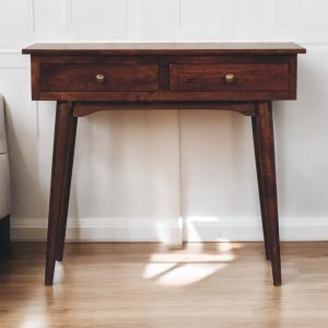 Walnut Storage Console Table - Nora Lane Home furniture - Solid wood, Walnut finish - 19.69 x 39.37 x 15.75 in