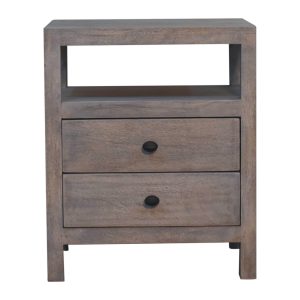 Brown Storage Nightstand - Nora Lane Home furniture - Solid wood - 23.62 x 19.69 x 27.56 in