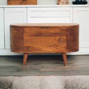 Brown Round Storage Cabinet - Nora Lane Home furniture - Solid wood - 17.72 x 35.43 x 15.75 in