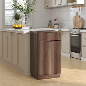 Walnut Storage Cabinet - Nora Lane Home furniture - Walnut finish, Metal accent - 35.24 x 20.47 x 5.71 in