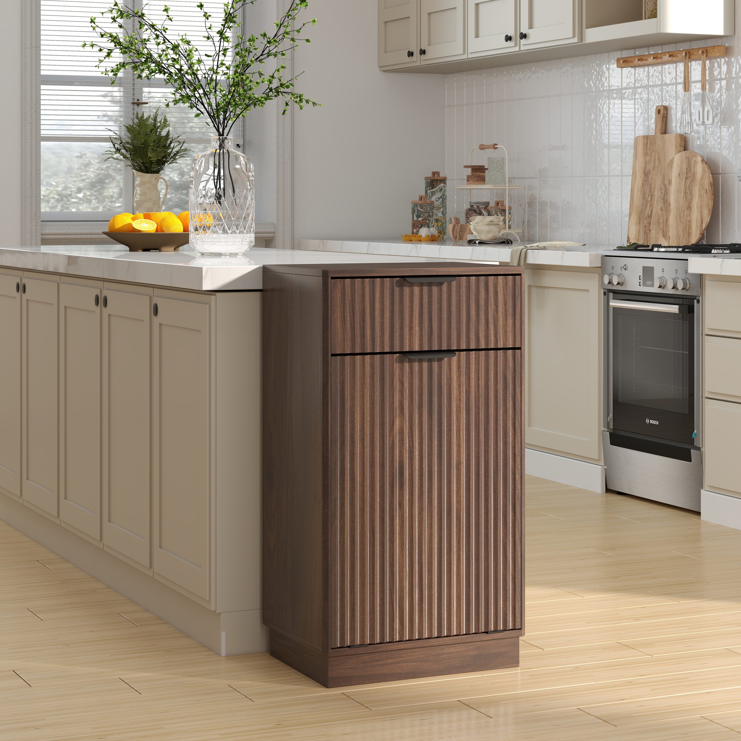 Walnut Storage Cabinet - Nora Lane Home furniture - Walnut finish, Metal accent - 35.24 x 20.47 x 5.71 in