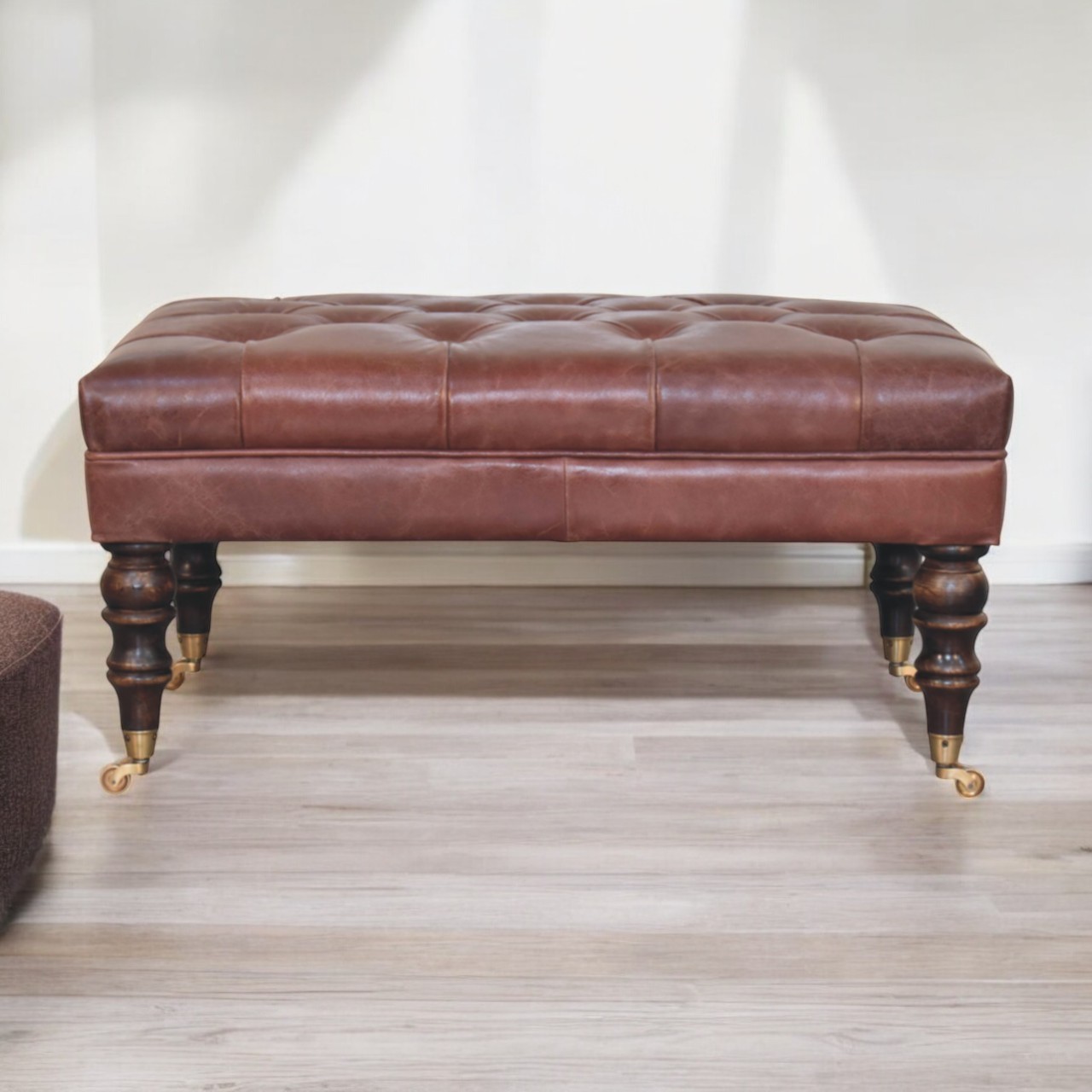 Brown Storage Bench - Nora Lane Home furniture - Solid wood, Metal accent - 39.37 x 27.56 x 19.69 in