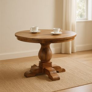 Brown Round Dining Table - Nora Lane Home furniture - Solid wood - 47.24 x 47.24 x 17.72 in