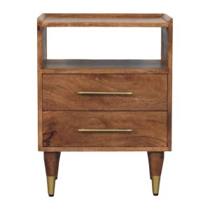 Brown Storage Nightstand - Nora Lane Home furniture - Solid wood - 21.65 x 17.72 x 21.65 in