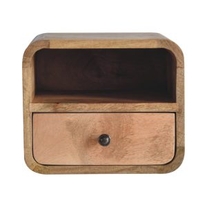 Natural Wood Storage Floating Nightstand - Nora Lane Home furniture - Solid wood - 15.75 x 13.78 x 13.78 in