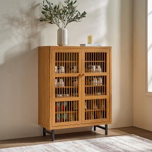 Walnut Storage Cabinet - Nora Lane Home furniture - Walnut finish, Metal accent - 40.88 x 20 x 11.38 in