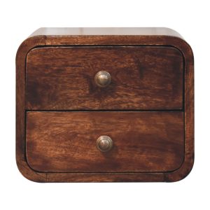 Walnut Storage Floating Nightstand - Nora Lane Home furniture - Solid wood, Walnut finish - 13.78 x 15.75 x 13.78 in
