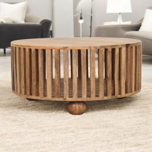 Natural Wood Round Coffee Table - Nora Lane Home furniture - Solid wood - 35.43 x 35.43 x 15.75 in