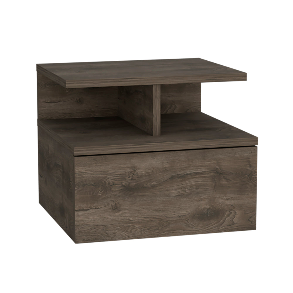 Walnut Storage Floating Nightstand - Nora Lane Home furniture - Walnut finish - 17.71 x 17.32 x 3.94 in