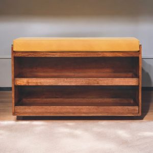 Brown Storage Bench - Nora Lane Home furniture - Solid wood - 18.11 x 39.37 x 24.8 in