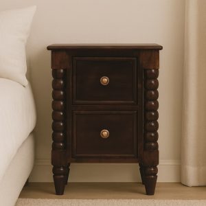Brown Storage Nightstand - Nora Lane Home furniture - Solid wood - 15.75 x 19.69 x 25.59 in