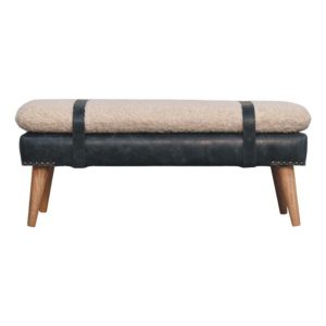 Black Solid Wood Boucle Storage Bench - Nora Lane Home furniture - Solid wood, Upholstered - 39.37 x 17.72 x 9.84 in