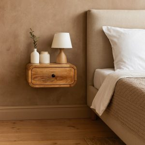 Natural Wood Storage Floating Nightstand - Nora Lane Home furniture - Solid wood - 15.7 x 13.7 x 9.84 in