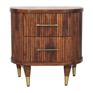 Brown Storage Nightstand - Nora Lane Home furniture - Solid wood, Metal accent - 25.59 x 19.69 x 19.69 in