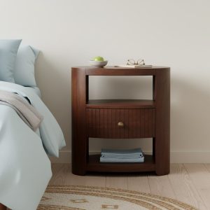 Brown Storage Nightstand - Nora Lane Home furniture - Solid wood - 23.62 x 17.72 x 25.59 in