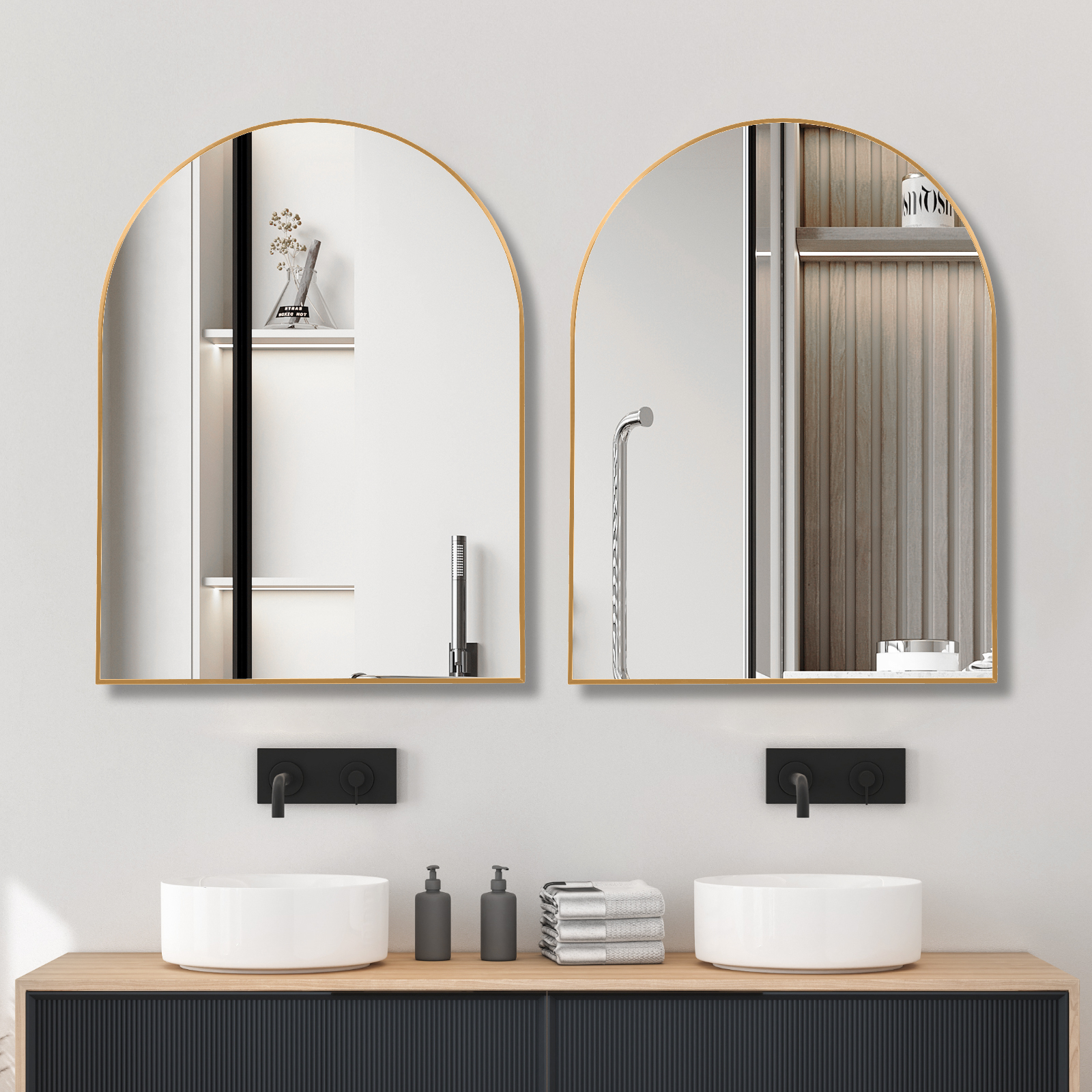 Gold Wall Mirror - Nora Lane Home furniture - Metal accent, Glass detail - 42.1 x 32.08 x 1.61 in