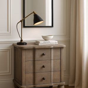 Gray Solid Wood Storage Nightstand - Nora Lane Home furniture - Solid wood - 19.7 x 25.6 x 24.8 in