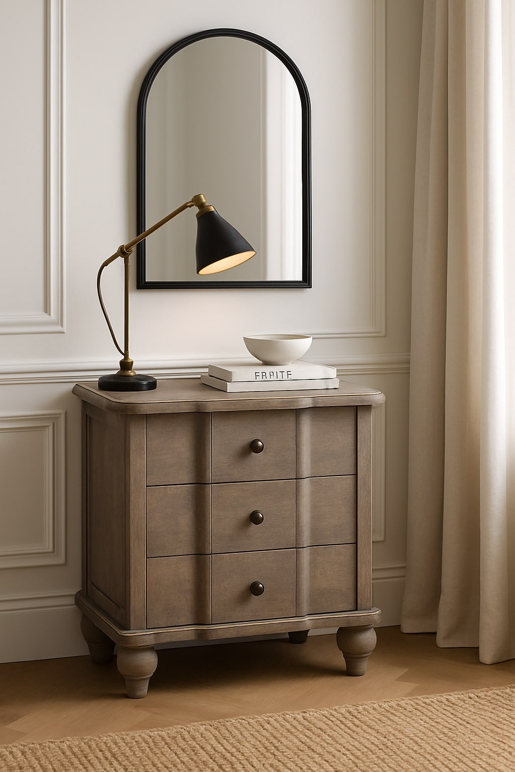Gray Solid Wood Storage Nightstand - Nora Lane Home furniture - Solid wood - 19.7 x 25.6 x 24.8 in