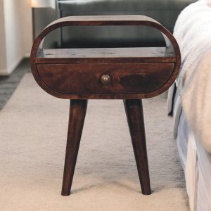 Walnut Storage Nightstand - Nora Lane Home furniture - Solid wood, Walnut finish - 17.72 x 21.65 x 12.99 in
