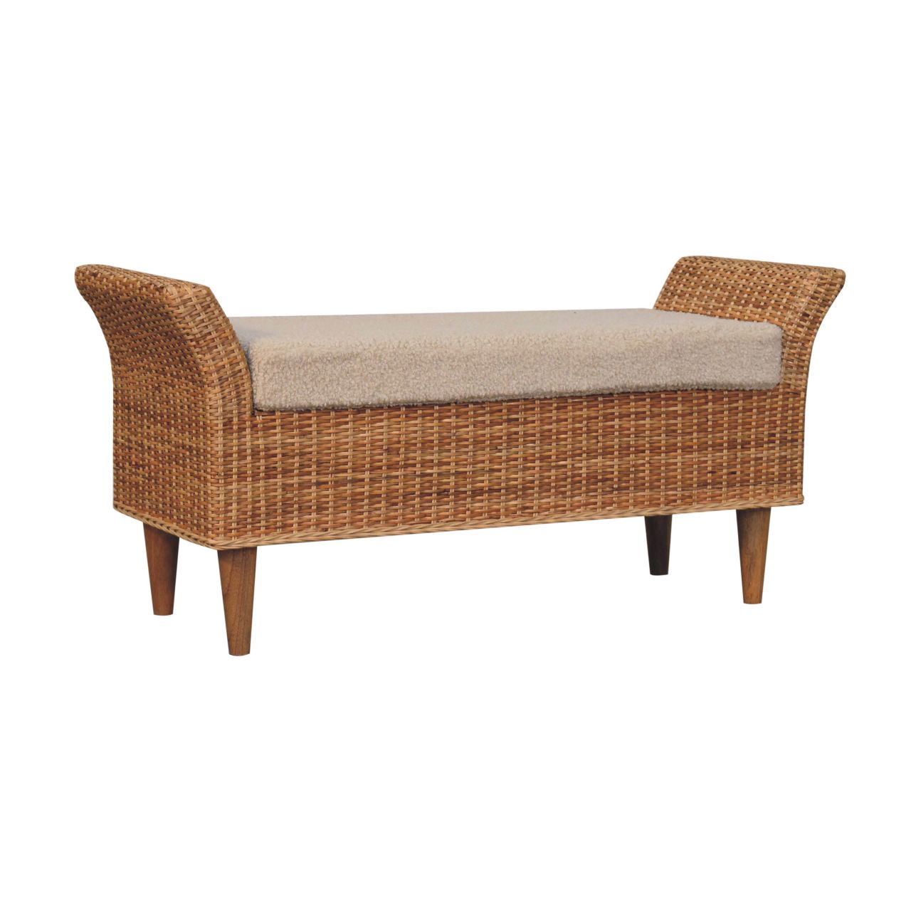 Brown Storage Bench - Nora Lane Home furniture - Solid wood, Rattan detail - 17.72 x 44.09 x 17.72 in