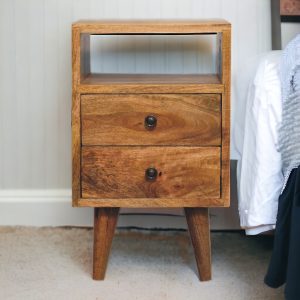 Natural Wood Storage Nightstand - Nora Lane Home furniture - Solid wood, Metal accent - 15.75 x 15.75 x 17.72 in