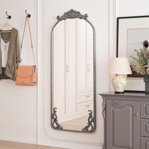 Antique Silver Wall Mirror - Nora Lane Home furniture - Metal accent, Glass detail - 62.8 x 27.36 x 3.54 in