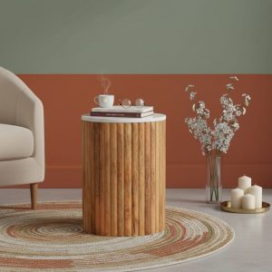 Beige Solid Wood Textured Tables - Nora Lane Home furniture - Solid wood - 18.11 x 18.11 x 24.02 in