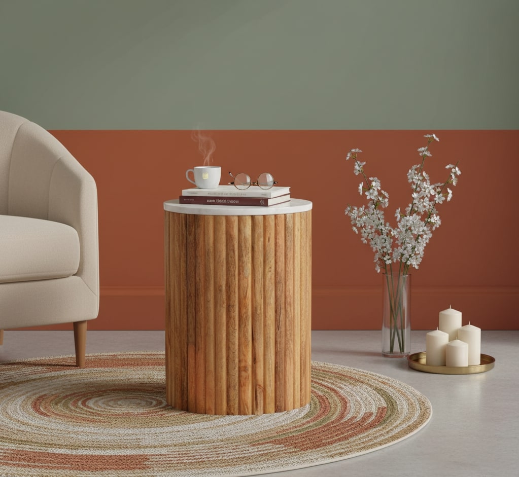 Beige Solid Wood Textured Tables - Nora Lane Home furniture - Solid wood - 18.11 x 18.11 x 24.02 in