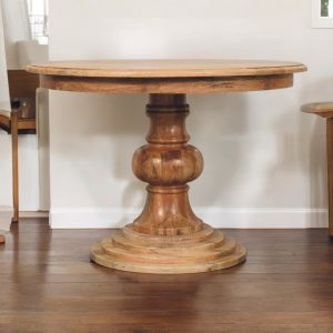 Brown Round Dining Table - Nora Lane Home furniture - Solid wood - 23.62 x 46.06 x 46.06 in