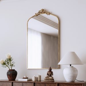 Brown Wall Mirror - Nora Lane Home furniture - Metal accent - 43.31 x 3.15 x 26.8 in