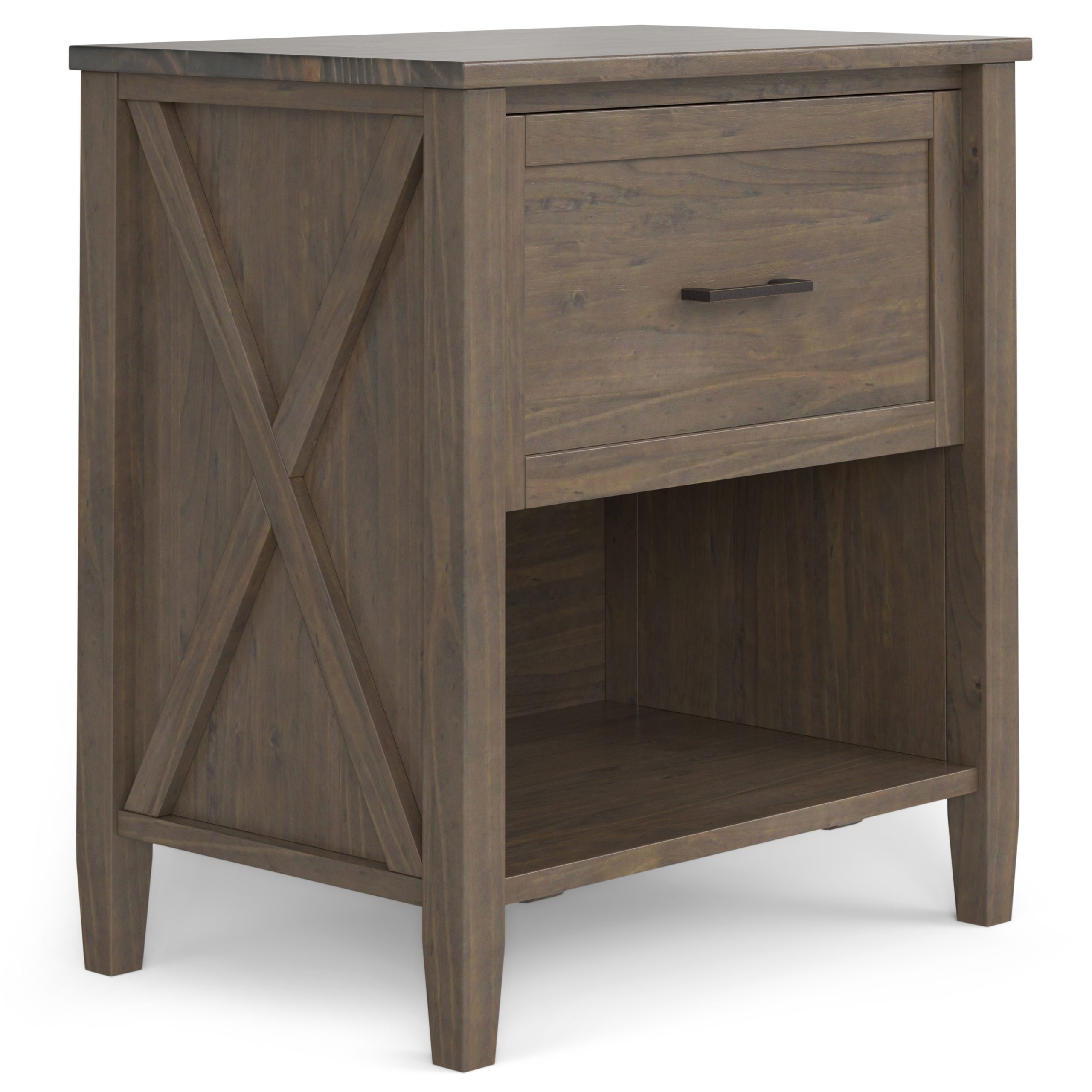 Brown Wood Storage Nightstand - Nora Lane Home furniture - Solid wood - 32.28 x 21.06 x 12.01 in