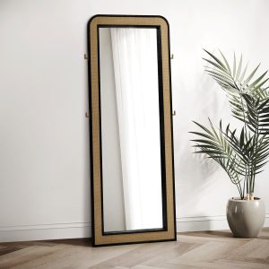 Rattan Wall Mirror - Nora Lane Home furniture - Rattan detail, Glass detail - 82 x 38 x 6 in