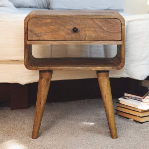 Natural Wood Storage Nightstand - Nora Lane Home furniture - Solid wood, Metal accent - 21.45 x 17.55 x 13.65 in