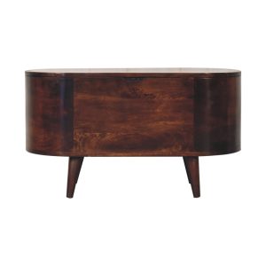 Walnut Round Bedroom Storage - Nora Lane Home furniture - Solid wood, Walnut finish - 35.43 x 17.72 x 15.75 in