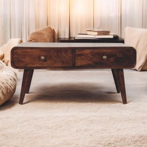 Walnut Storage Coffee Table - Nora Lane Home furniture - Solid wood, Walnut finish - 25.59 x 37.4 x 13.78 in