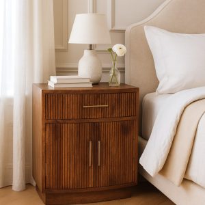 Brown Storage Nightstand - Nora Lane Home furniture - Solid wood - 19.7 x 23.6 x 27.6 in