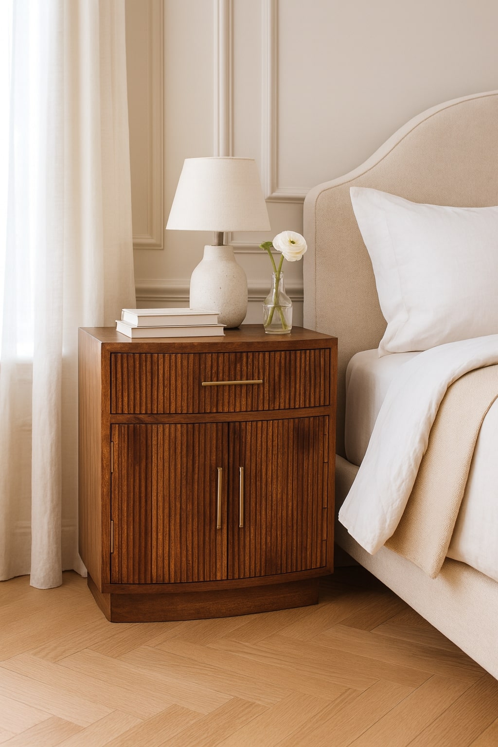Brown Storage Nightstand - Nora Lane Home furniture - Solid wood - 19.7 x 23.6 x 27.6 in