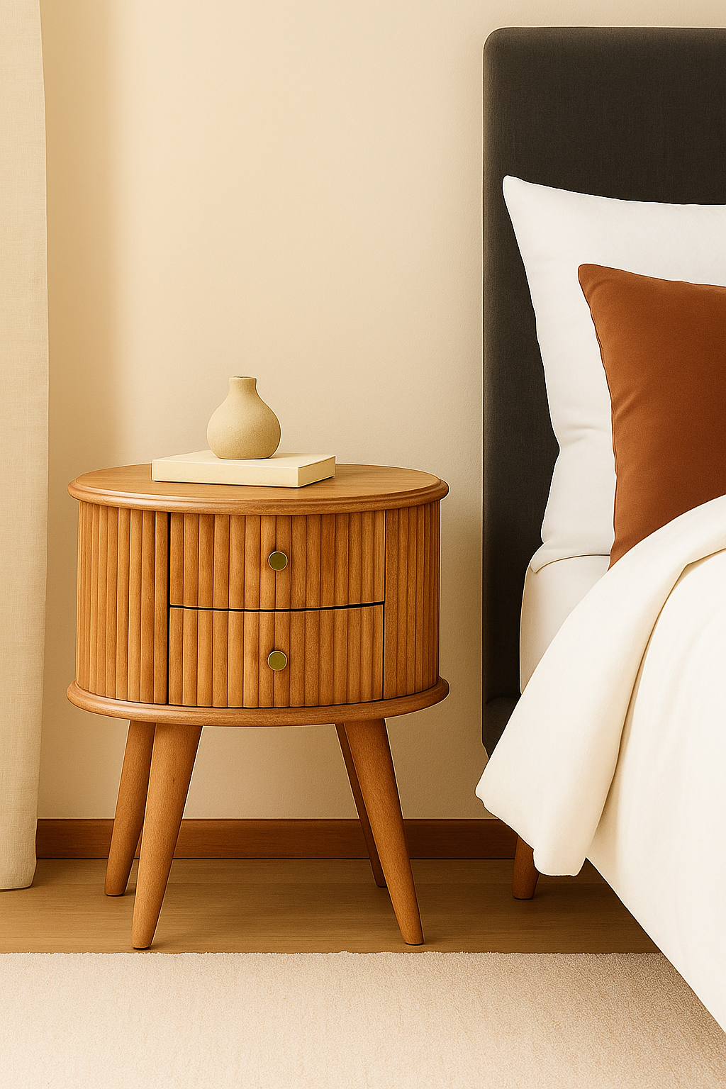 Brown Storage Nightstand - Nora Lane Home furniture - Solid wood - 22.83 x 17.72 x 17.72 in